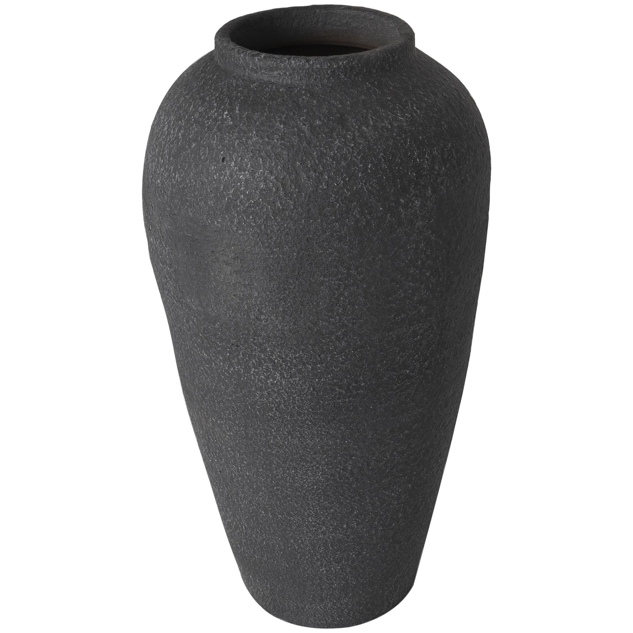 DecMode 20" Whitewashed Textured Black Ceramic Vase