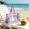 thumbnail image 4 of Colorful Clear Beach Bag for Women, Waterproof Sandproof Jelly Tote with Zipper, Large Spacious Pool Bag, Travel Tote for Beach Vacation Swimming, Stylish Durable Summer Tote Purple, 4 of 6