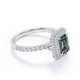 thumbnail image 3 of JeenMata Anillo de Compromiso con Halo Doble de Alejandrita y Moissanita de Talla Esmeralda de 1,75 Quilates Cultivada en Laboratorio en Baño de Oro Blanco de 18 K sobre Plata, 3 of 6