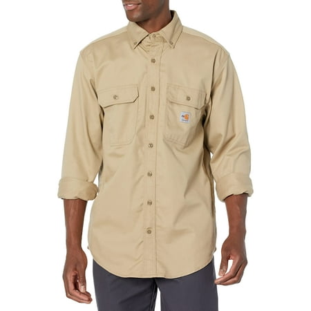 Carhartt Men's Big & Tall Flame Resistant Classic Twill Shirt,Khaki,XXX ...