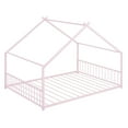 thumbnail image 3 of Gewnee Full Size House Bed with Roof and Fence,Metal Montessori Platform Bed for Toddle and Kids,Pink, 3 of 8