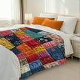 thumbnail image 3 of Sherpa Fleece Throw Blanket 40"x 50" Reversible Plush Fluffy Blanket, Double-Layer Super Soft Flannel Blanket for Sofa, Couch, Bed, Patchwork Floral Pattern, 3 of 8