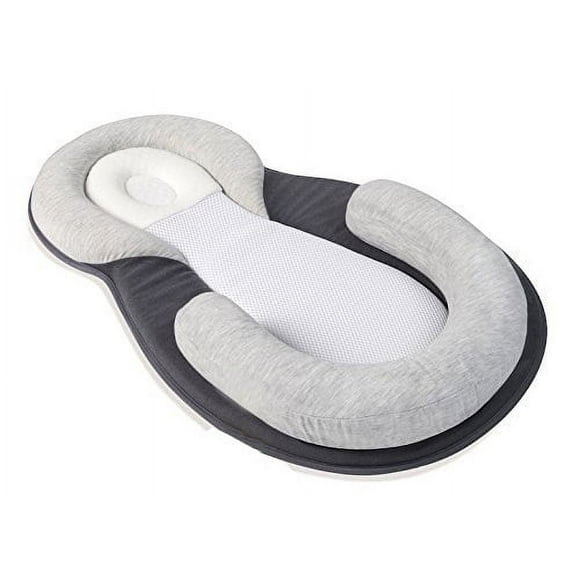 Happon Portable Snuggle Bed for Adults, Adjustable Head Support, 3D Breathable Cotton Folding Bed, Gray