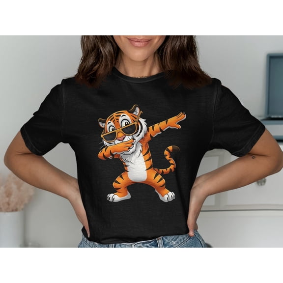 Dabbing Tiger T Shirt, Cool Cat T Shirt, Funny Animal Tee, Trending T Shirt, Gift Idea, Cartoon Tiger Shirt, Trendy Tee