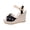 Black, variant on Women Platform Wedge Sandals Round Peep Open Toe Ankle Strap Slingback Two-Piece Chunky Block High Heel Dress Shoes Pumps Party Black 5.5