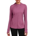 thumbnail image 6 of NELEUS Womens Hooded Athletic Jackets Workout Jacket Full Zip with Thumb Holes and Pockets,Rose Red,US Size L, 6 of 8