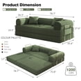 thumbnail image 3 of VKHCU 79" Convertible Sofa Bed, 5-in-1 Sleeper Sofa, Boneless Couch with Fixed-Shape Frame, Corduroy Folding Floor Sofa for Living Rooms,Bedroom, Apartment, No Assembly Required, Green, 3 of 9