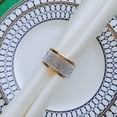 thumbnail image 3 of Juego de 6 servilleteros dorados con diamantes plateados, servilletero navideño para cenar, Acción de Gracias, boda, soporte de tela brillante completo, 3 of 5