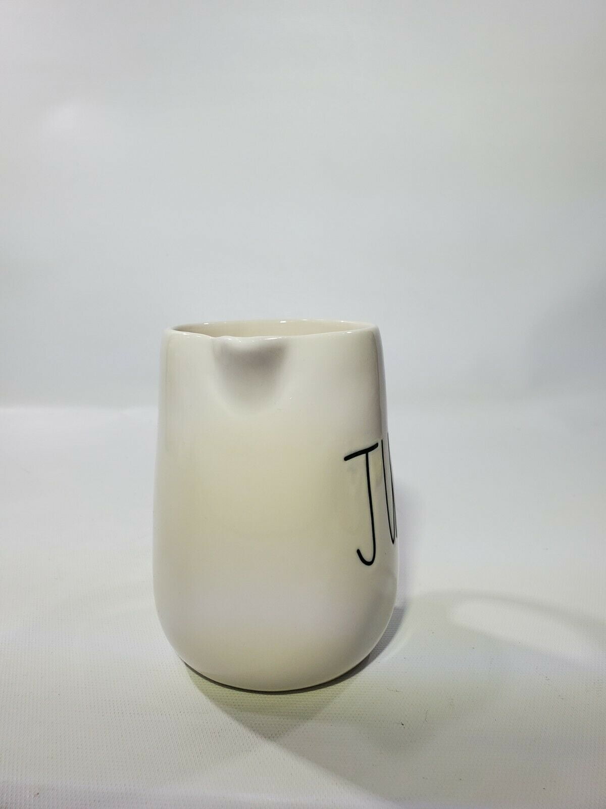 Rae Dunn Small JUICE Ceramic Pitcher 5" with yellow handle and Black LL Letters Kitchen
