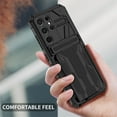 thumbnail image 6 of for Samsung Galaxy S22 Ultra Sliding Card Slot Back Case with Hidden Kickstand, Hybrid TPU + PC Fall Prevention Shock Absorption Anti-drop Protective Phone Case Cover for Galaxy S22 Ultra, Black, 6 of 9