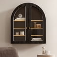 thumbnail image 6 of Joyyskill Arched Bathroom Wall Cabinet Modern Wooden Medicine Cabinet with Acrylic Doors Set of 2, Farmhouse Wall Mounted Cupboard Storage Organizer, Black Oak, 6 of 6