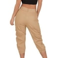 thumbnail image 3 of Frontwalk Beach Crop Pants Women High Waist Drawstring Casual Cargo Pants Summer Holiday Capris Pants with Pockets S-3XL Khaki 2XL, 3 of 9