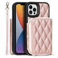thumbnail image 6 of TECH CIRCLE Wallet Case for iPhone 12 Pro Max, Crossbody Strap Zipper Closure Case Card Slots with Detachable Hand Strap Kickstand, 6.7 inch for iPhone 12 Pro Max,Rosegold, 6 of 6