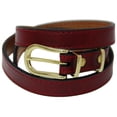thumbnail image 2 of Womens 1 Inch Skinny Red Leather Belt Gold Buckle Set Double Layer, 2 of 4