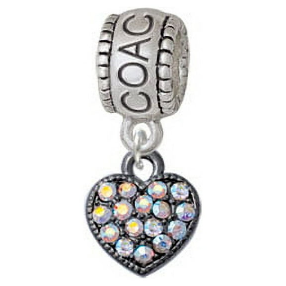 Small Black Heart with Clear AB Crystals - Coach Charm Bead