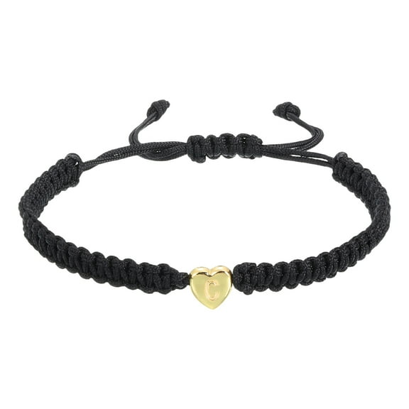 Uxcell Initial Bracelets for Women & Men, Adjustable Alphabet Letter C Heart Link Braided Handmade Rope Couple Bracelets for His and Her Friendship Birthday Graduation Jewelry Gift