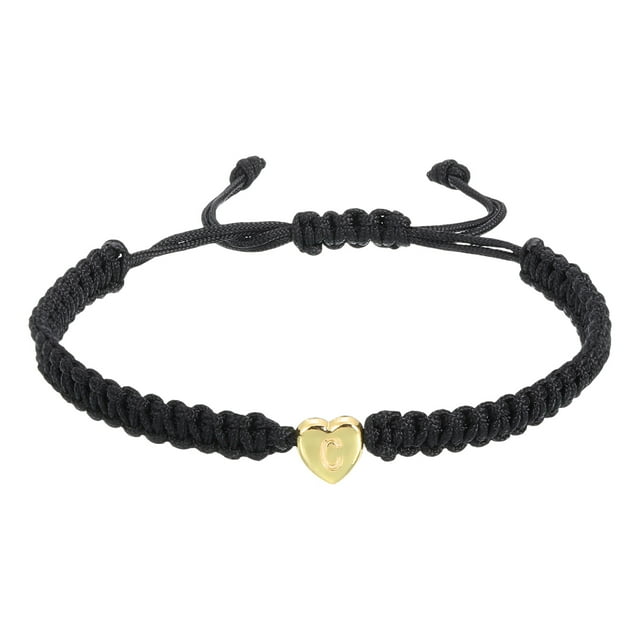 Pulseras Iniciales Uxcell para Mujeres y Hombres, Pulseras de Cuerda Trenzada Ajustables con Letras del Alfabeto C y Corazón para Parejas, Regalo de Joyería de Amistad para Cumpleaños y Graduación