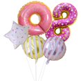 thumbnail image 1 of Globos De Cumpleaños De 32 Pulgadas, Decoración De Fiesta De Cumpleaños, Número De Donut, Juego De Globos De Estrellas Sweethay HA047029-10, 1 of 1