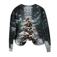 thumbnail image 3 of Uootdi Women's Christmas Round Neck Printed Loose Sweater Long-sleeved Top Gift, 3 of 4