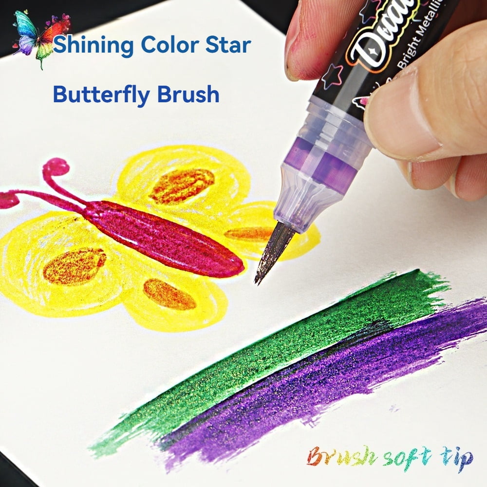10 Glitter Paint Pens Sparkly and Shiny for Writing, Painting, DIY Craft Making, Coloring, Glitter Markers Extra-Fine Tip