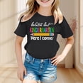 thumbnail image 2 of WMQPNNS Summer Shirts for Girl Girls T Shirts Size 12 Loose Short Sleeve Tunic Tops Basic Classic Crewneck Cotton Blouse Shirt Spring Summer Clothes(Size 4-5 Years, Black), 2 of 4