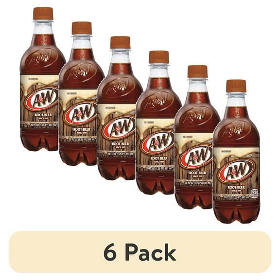 A&W Root Beer Soda – No Caffeine – 20 fl oz Bottles Pack of 6