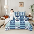 thumbnail image 4 of Castle Fairy Love Heart Print Full Size Comforter Sets 3-Piece for Boys Girls,Romantic Valentine Bedding Comforter Set,Geometric Stripes Plaid Lightweight Bedding Sets,Ultra Soft Home Decor, 4 of 8