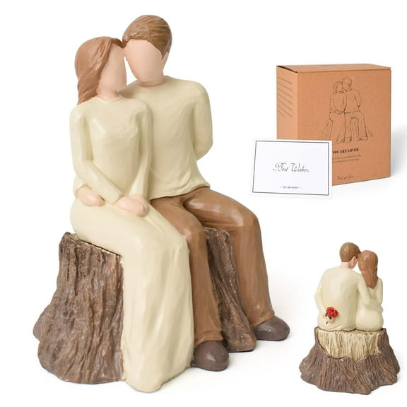 Romantic Couple Figurine - Hand-Painted Resin Statue, Anniversary & Valentine's Gift, Wedding Keepsake, 4.6x5.5"