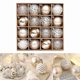 thumbnail image 2 of Elegant Set Of 16 Champagne Gold White Christmas Bauble Balls Ornaments, 2 of 5