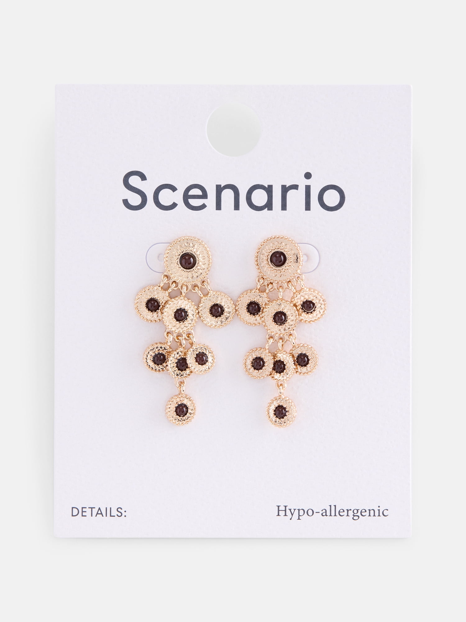 Scenario Women's Gold Tone Circle Drop Earrings