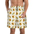 thumbnail image 2 of Uemuo Corn Sunflowers Pattern Men's Swim Trunks Hawaiian Beach Bathing Suit Swimsuits Beach Quick-Dry Shorts with Pockets-, 2 of 9