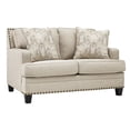 thumbnail image 2 of Nailhead Trim Fabric Upholstered Loveseat with Track Arms, Beige, 2 of 5