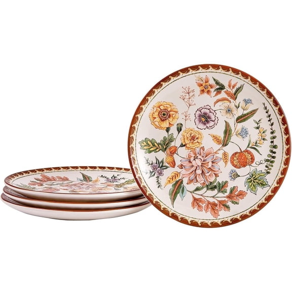 Salad Plates Set of 4, 8.75 Inch Ceramic Dessert Plates for Salad, Appetizer, Side Dishes, Microwave and Dishwasher Safe, Gift for Housewarming and Thanksgiving