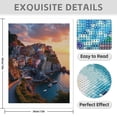 thumbnail image 3 of Diamond Art Kit for Adults, Colorful Coastal Village Sunset Scene Diamond Painting for Adults Beginners, 5D DIY Diamond Art Painting Kits, Colorful Diamond Painting Craft for Home Decor 12x16, 3 of 7