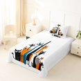thumbnail image 3 of Manfei Vintage Cat Twin Sheets, Abstract Kitten Bedding, Orange Teal, 3pcs, 1 Flat Sheet, 1 Fitted Sheet and 1 Pillowcase, 3 of 6