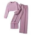 thumbnail image 2 of GBSYEWXS Children Girls Outfits Sets Fall Solid Color Long Sleeve Sweatshirt Pant Crew Neck Outdoor Purple Outfit Set Size 6-7 Years, 2 of 9