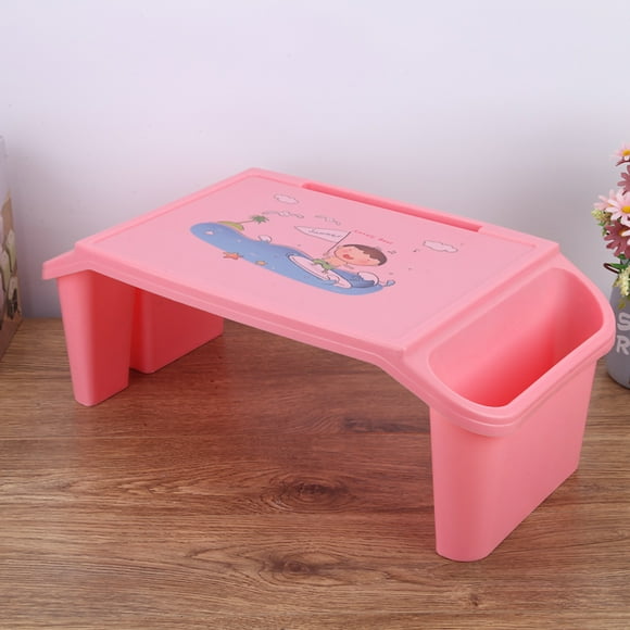 Plateau Table Stand Ordinateur Portable Lit Bureau Pont Stockage Conception Lisse Bords Minimaliste Étude Lit Bureau pour les Étudiants à la Maison École Rose