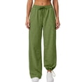 thumbnail image 2 of Drawstring Wide Leg Pants for Women Ghalytn Elastic Waist Sweatpants - Adjustable Hem Casual Jogger Trousers, 2 of 5