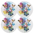 thumbnail image 2 of Colorful Butterflies Black Round Placemats Plate Mats 15 Inch Non-Slip Heat Resistant Washable PVC Set Indoor for Kitchen Dining Table 6PCs, 2 of 6