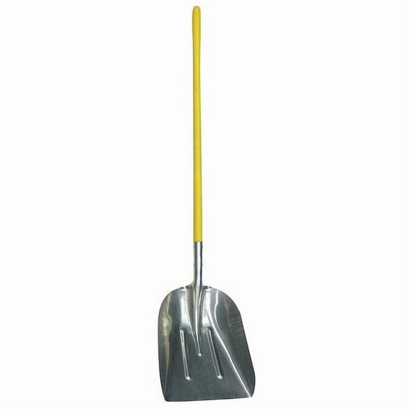 No. 10 16 ga Scoop Shovel, Aluminum Blade, 48 in L Yellow Fiberglass Handle
