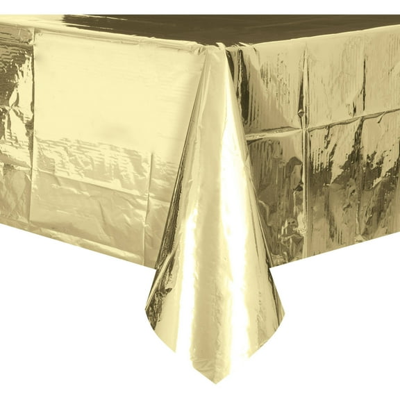 Foil Plastic Tablecloth, 108 x 54 in, Gold, 1ct