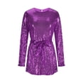 thumbnail image 4 of Aofany Women's Sequin Party Dress Sparkle Long Sleeve Crew Neck Short Cocktail Dress, 4 of 6