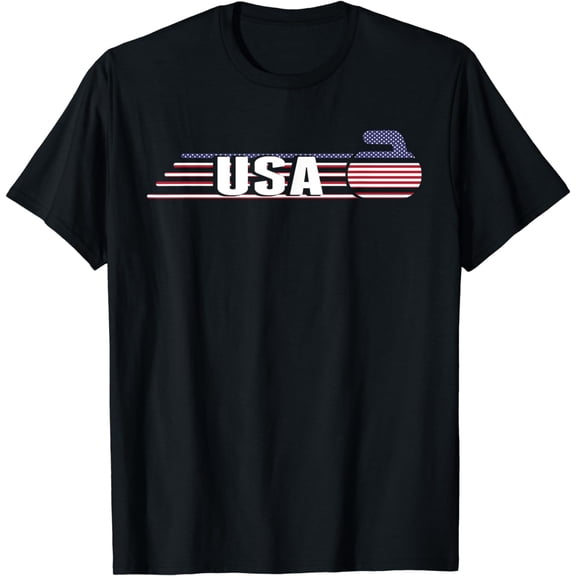 USA Team Curling Rock Jersey - Vintage Winter Sports Lovers T-Shirt