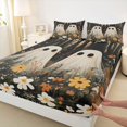 thumbnail image 4 of Homewish Kawaii Forest Ghost Queen Sheets for Teens, Autumn Daisy Wildflower Queen Sheet Sets, 4pcs, 1 Flat Sheet, 1 Fitted Sheet and 2 Pillowcases, 4 of 5