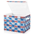 thumbnail image 2 of Large Collapsible Storage Box Flip Lid Fabric Decorative Organizer Container Basket with Handles 16.5×12.6×11.8in Vibrant Red Bows Pattern, 2 of 7
