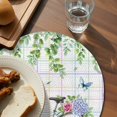 thumbnail image 3 of Spring Round 15 Inch Placemats Set of 6, Bicycles Botanical Leaves Rose Colorful Stripes HeatResistant Non Slip Place Mats for Dining Table, Wipeable Braided Kitchen Table Mats for Housewarming, 3 of 9