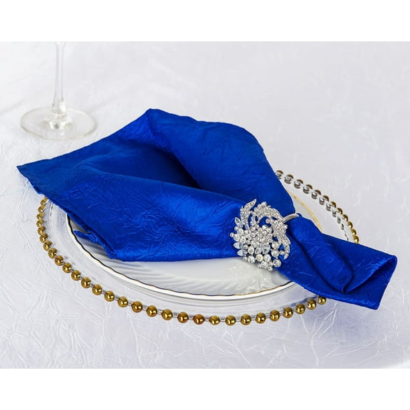 Wedding Linens Inc. (10pcs) 20"x 20" Crushed Crinkle Taffeta Napkins -Royal Blue