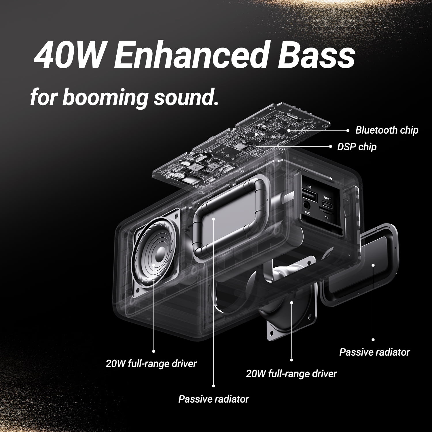 BOGASING M5 Bluetooth Speaker, Portable Wireless Speakers, 30H Playtime, IPX7 Waterproof, TWS Pairing