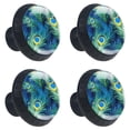 thumbnail image 2 of 4 Pcs Peacock Feather Knobs for Kitchen Cabinet Cupboard Dresser Bookcase Drawer Pulls Handles Round Home Decor, 2 of 8