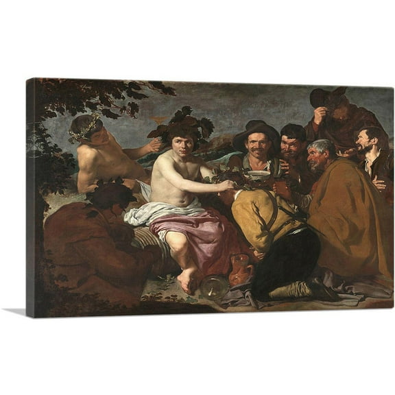ARTCANVAS The Feast Of Bacchus 1628 Canvas Art Print by Diego Velazquez - Size: 26" x 18" (0.75" Deep)
